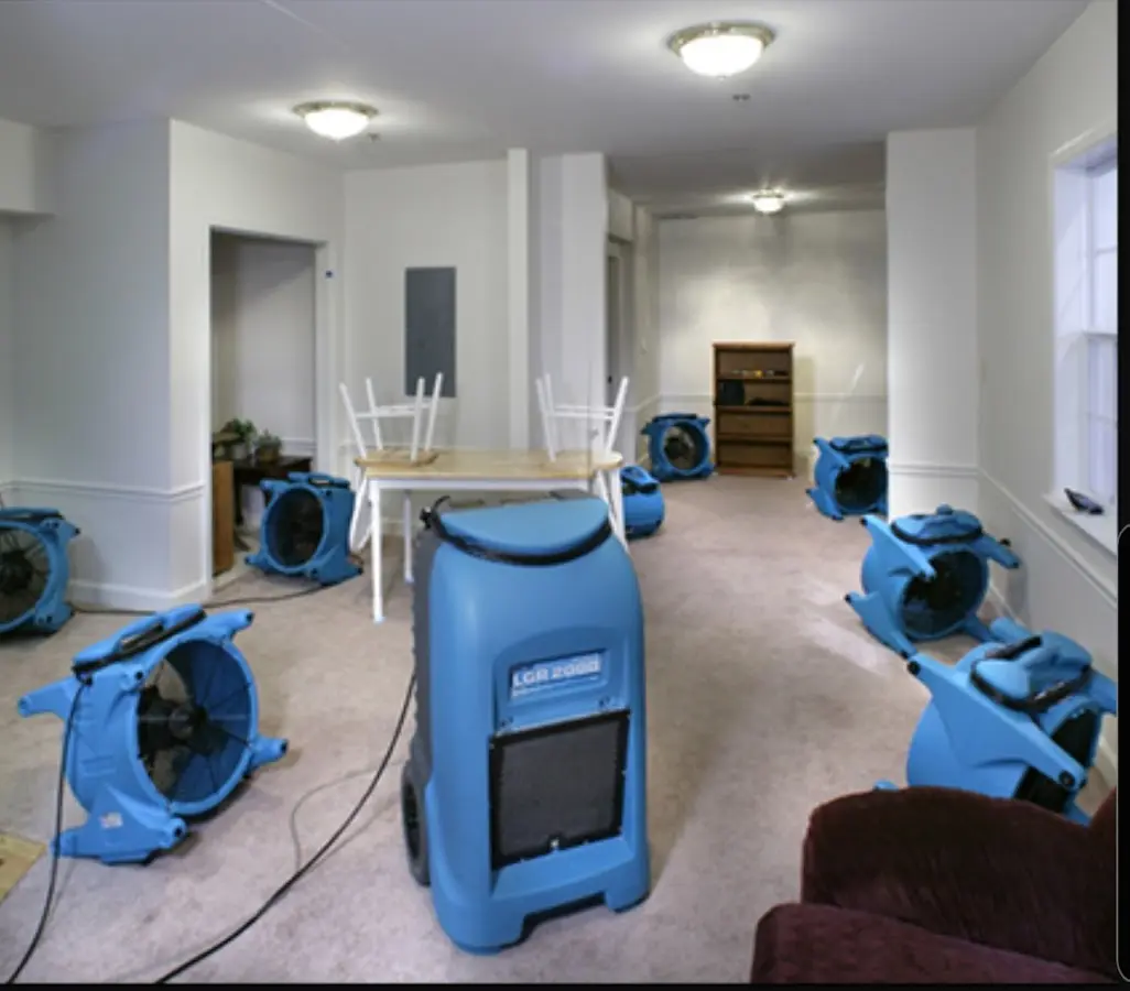 Air movers and dehumidifier setup for Water Damage Restoration in Thousand Oaks